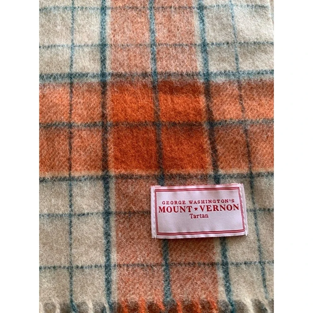 George Washington's‎ Mount Vernon Scarf Womens OS Orange Tartan Plaid Fringe